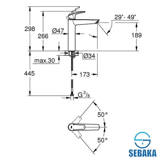 خلاط الحوض يوروسمارت الوسط جروهي 23971003 GROHE EUROSMART خلاط الحوض يوروسمارت الوسط جروهي 23971003 GROHE EUROSMART