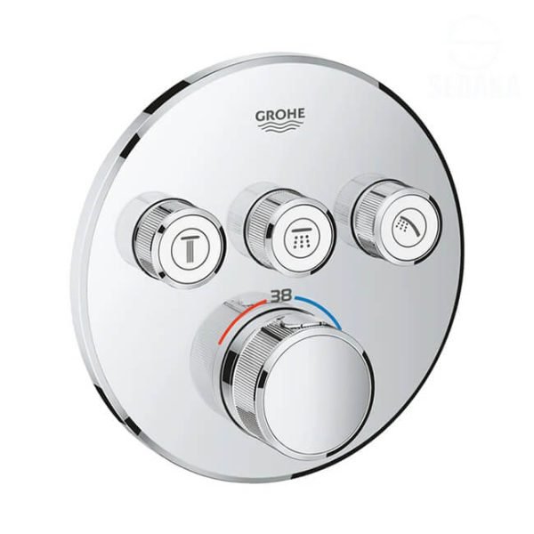 وش خلاط الدش/البانيو الدفن 3 مخرج سمارت كنترول جروثيرم المدور من جروهي Grohtherm SmartControl 29121000 GROHE