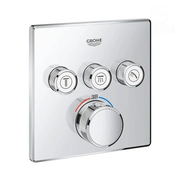 وش خلاط الدش/البانيو 3 مخرج المربع الدفن سمارت كنترول جروثيرم من جروهي Grohtherm SmartControl 29126000 GROHE