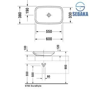 حوض ديوراستايل اسود 60*38سم فوق الرخام 0349601300 من ديورافيت Durastyle Duravit