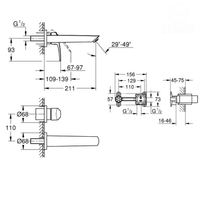 خلاط حوض الحمام الدفن يوروسمارت باللون الاسود المط من جروهي بالوش و الجسم 293382433 GROHE EuroSmart خلاط حوض الحمام الدفن يوروسمارت باللون الاسود المط من جروهي بالوش و الجسم GROHE EuroSmart