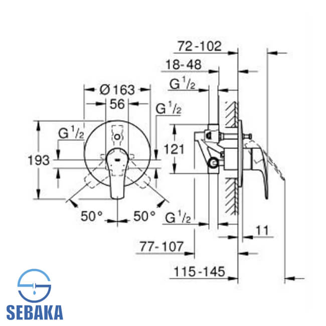 خلاط الدش/البانيو دفن يوروسمارت 2 مخرج من جروهي 33305003 GROHE EUROSMART (طلب مسبق) خلاط الدش/البانيو دفن يوروسمارت 2 مخرج بالجسم من جروهي 33305003 GROHE EUROSMART