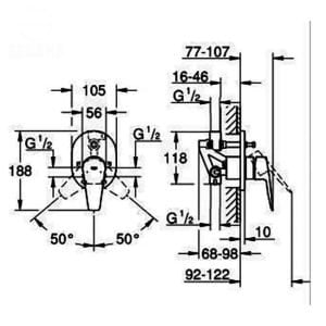 خلاط الدش دفن باو ايدج بالجسم من جروهي 29039001 GROHE BAUEDGE