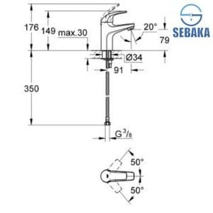خلاط حوض باوكيرف من جروهي 32805000 GROHE BAUCURVE
