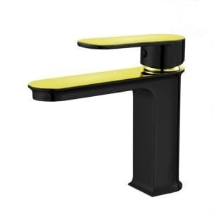 خلاط حوض ديزاين اسود في ذهبي ارتفاع 15 سم Design Black & Gold