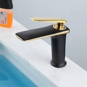 خلاط حوض سينيتري اسود في ذهبي ارتفاع 15 سم Sanitary Black & Gold