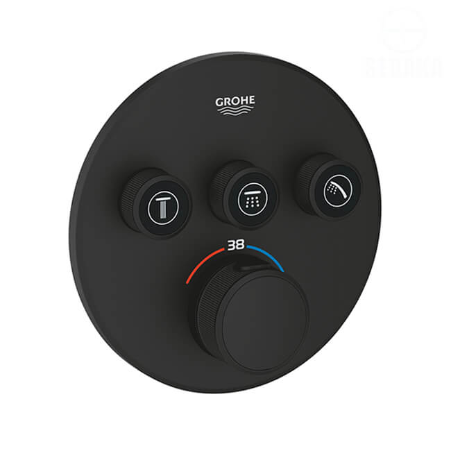 وش خلاط الدش/البانيو الدفن جروثيرم 3 مخرج المدور الاسود من جروهي Grohtherm SmartControl 29508KF0 GROHE وش خلاط الدش/البانيو الدفن سمارت كنترول جروثيرم 3 مخرج المدور الاسود من جروهي Grohtherm SmartControl 29508KF0 GROHE