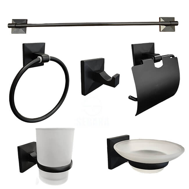 طقم إكسسوار الحمام جلاكسي الاقتصادي لون اسود 6 قطعة Bath Accessories Galaxy Black طقم إكسسوار الحمام جلاكسي الاقتصادي لون اسود 6 قطعة Bath Accessories Galaxy Black