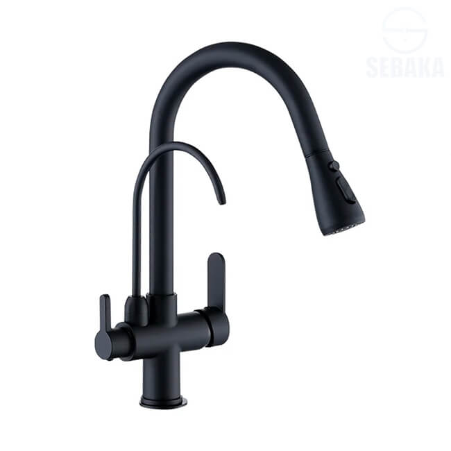 خلاط مطبخ شداد بحنفية الفلتر لون اسود برأس متحركة قابلة للسحب Black Sprayer خلاط مطبخ شداد بحنفية الفلتر لون اسود برأس متحركة قابلة للسحب Black Sprayer