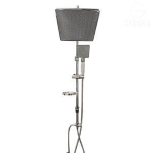 عامود مسطرة الدش فلتر كروم 2*1 باللون الفضي اللامع مع فلتر سماعة اليد Filter Shower