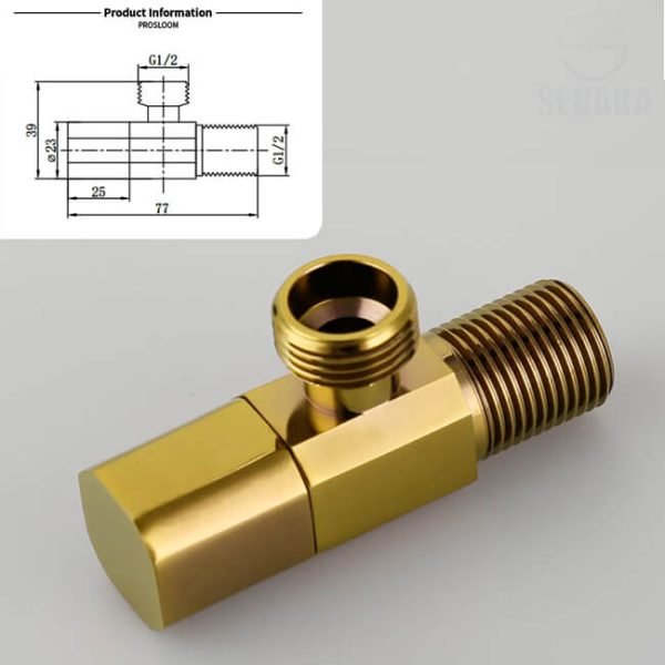 محبس زاوية ذهبي هانز مربع بأطراف منحنية قلب نص لفة بالوش Hanz Gold Angel Valve