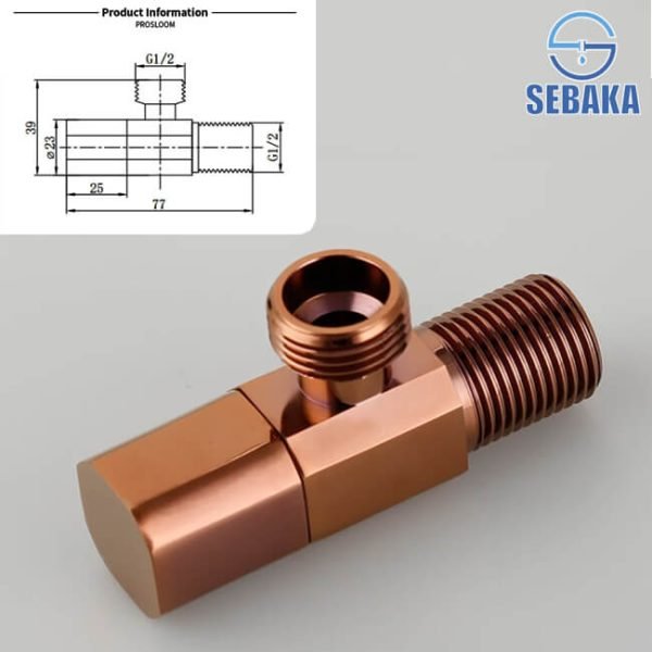 محبس زاوية روزجولد هانز مربع بأطراف منحنية قلب نص لفة بالوش Hanz RoseGold Angel Valve