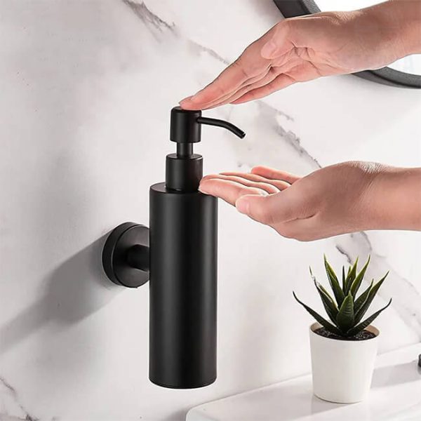 ديسبنسر خزان الصابون الإستانلس الاسود المط سعة 500مم يثبت على الحائط ضاغط صابون Soap Dispenser