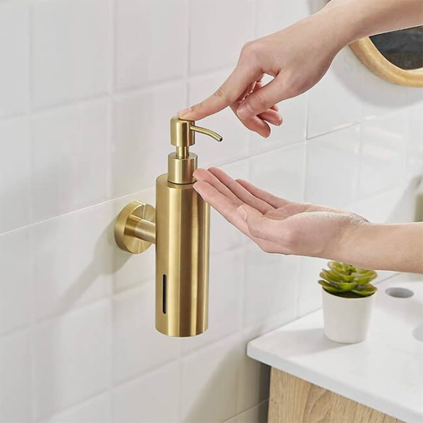 ديسبنسر خزان الصابون الإستانلس الذهبي المط سعة 500مم يثبت على الحائط ضاغط صابون Soap Dispenser