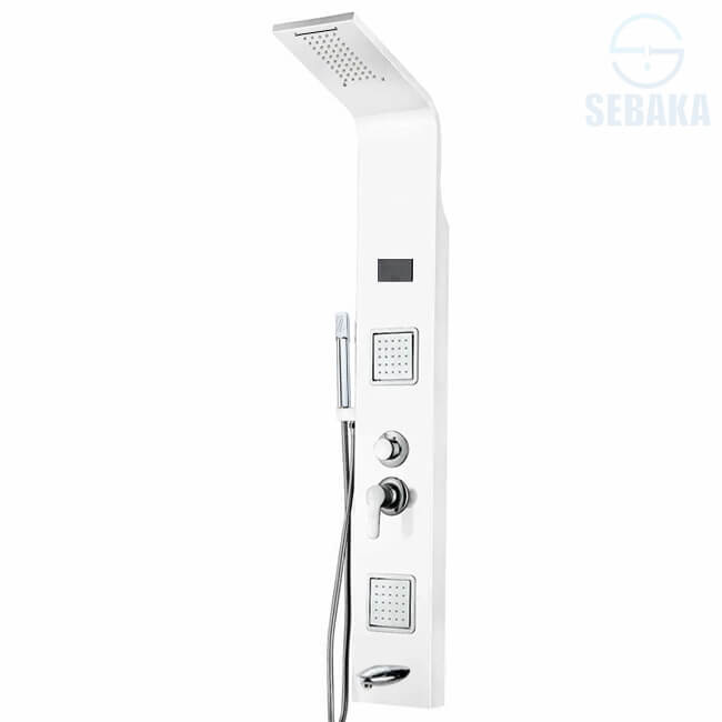 شاور بانل هانز ميكس لون ابيض 5×1 بالشاشة الديجيتال و اضاءة علوية و الشلال HANZ Mix Shower Panel شاور بانل هانز ميكس لون ابيض 5×1 بالشاشة الديجيتال و اضاءة علوية و الشلال HANZ Mix Shower Panel