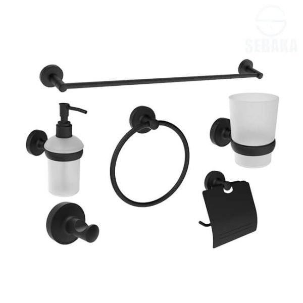 طقم إكسسوار الحمام تن ستاندرد 6 قطع لون اسود TEN Standard Black