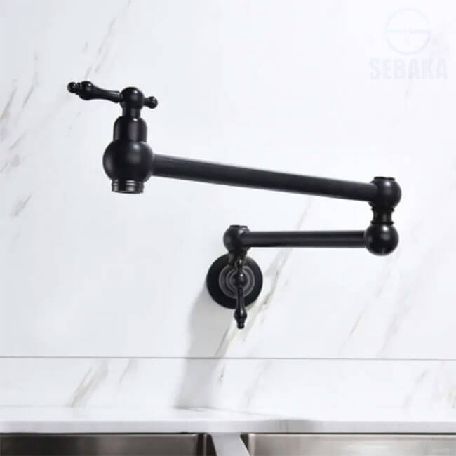 حنفية حائط مفصلية للبوتاجاز أو حوض المطبخ بومبيه بارد فقط لون اسود Pot Filler Black حنفية حائط مفصلية للبوتاجاز أو حوض المطبخ بومبيه بارد فقط لون اسود Pot Filler Black