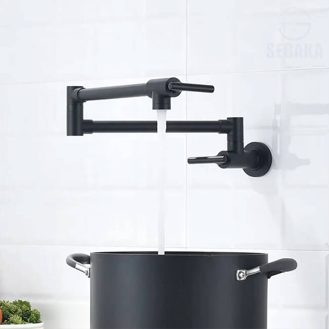حنفية حائط مفصلية للبوتاجاز أو حوض المطبخ بارد فقط لون اسود Pot Filler Black حنفية حائط مفصلية للبوتاجاز أو حوض المطبخ بارد فقط لون اسود Pot Filler Black