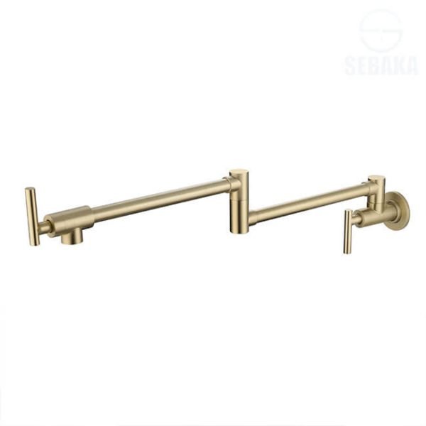 حنفية حائط مفصلية للبوتاجاز أو حوض المطبخ بارد فقط لون ذهبي مط Pot Filler Brushed Gold