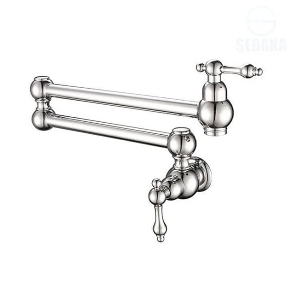 حنفية حائط مفصلية للبوتاجاز أو حوض المطبخ بارد فقط لون فضي لامع Pot Filler Chrome