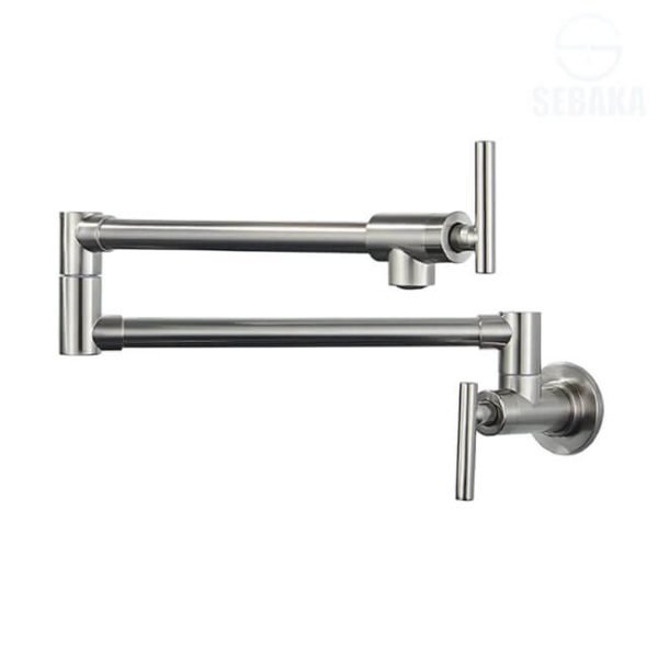 حنفية حائط مفصلية للبوتاجاز أو حوض المطبخ بارد فقط لون فضي مط Pot Filler Brushed Chrome