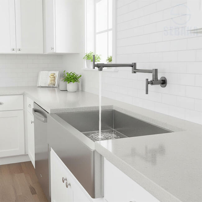 حنفية حائط مفصلية للبوتاجاز أو حوض المطبخ بارد فقط لون رمادي غامق Pot Filler Metal Black حنفية حائط مفصلية للبوتاجاز أو حوض المطبخ بارد فقط لون رمادي غامق Pot Filler Metal Black