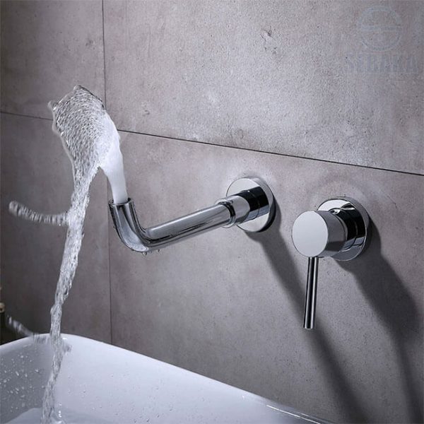 خلاط حوض دفن فضي لامع Sanitary قنطرة متحركة بالجسم و الوش كود 85480 هاندميكسر