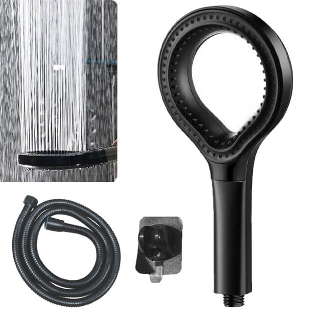 سماعة الدش Fountain السوداء بالحامل و الخرطوم Black Shower سماعة الدش Fountain السوداء بالحامل و الخرطوم Black Shower