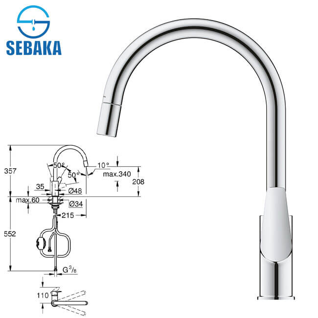 خلاط مطبخ شداد جروهي باو ايدج 30536000 بالرأس القابلة للسحب والإفلات GROHE BAUEDGE خلاط مطبخ شداد جروهي باو ايدج 30536000 بالرأس القابلة للسحب والإفلات GROHE BAUEDGE