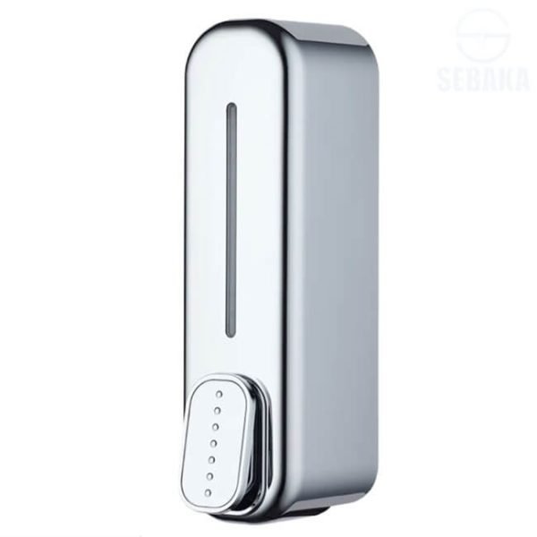 ديسبنسر خزان الصابون كروم لون فضي لامع سعة 500مم يثبت على الحائط ضاغط صابون Chrome Soap Dispenser