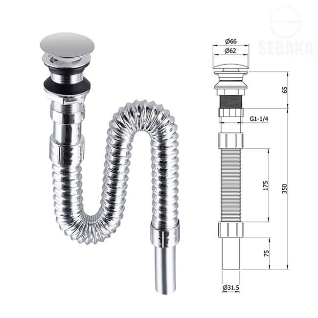 سيفون صرف حوض الحمام التاتش لون فضي Chrome Drain سيفون صرف حوض الحمام التاتش لون فضي Chrome Drain