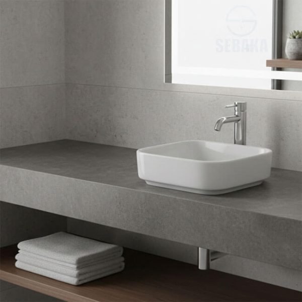 حوض i.Life مربع 38 × 38 سم فوق سطح أفقي G573001 لون أبيض من ايديال ستاندرد اي لايف IdealStandard