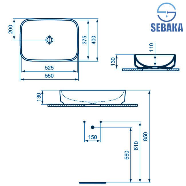 حوض i.Life مستطيل 55 × 40 سم فوق سطح أفقي G572801 لون أبيض من ايديال ستاندرد اي لايف IdealStandard (طلب مسبق) حوض i.Life مستطيل 55 × 40 سم فوق سطح أفقي G572801 لون أبيض من ايديال ستاندرد اي لايف IdealStandard