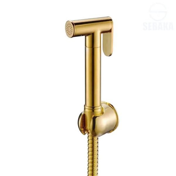 شطاف خارجي ذهبي نحاس بالخرطوم و الحامل بخاخ الحمام سليم جولد Slim Gold