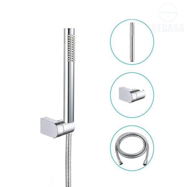 سماعة الدش بينز لون كروم بالحامل المتحرك و الخرطوم Pins Shower Hand