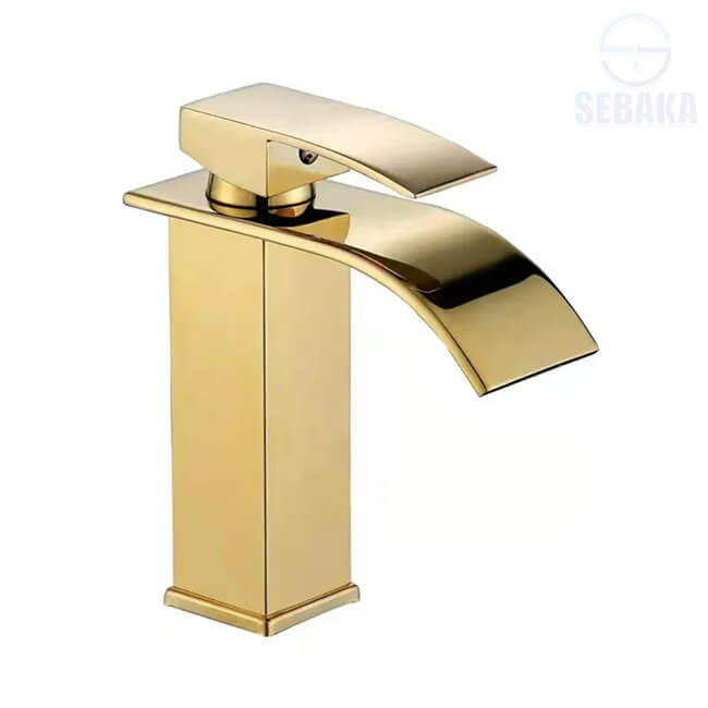 خلاط حوض ذهبي سكوير ارتفاع 20سم Square Gold Waterfall خلاط حوض ذهبي سكوير ارتفاع 20سم Square Gold Waterfall