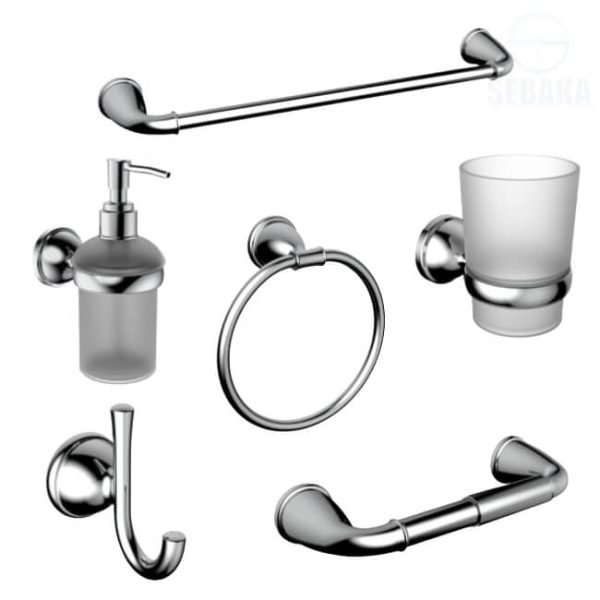 طقم إكسسوار الحمام 244300 ستاندرد 6 قطع لون فضي Standard Chrome