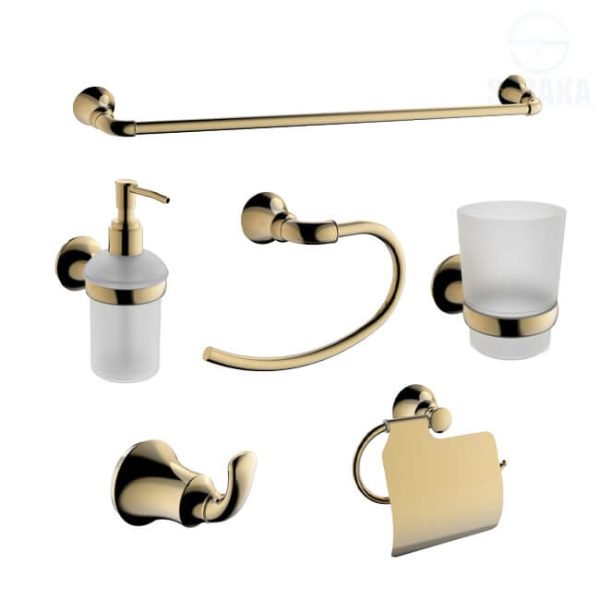 طقم إكسسوار الحمام 98300 لون ذهبي ستاندرد 6 قطع Standard Gold
