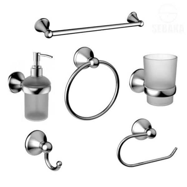 طقم إكسسوار الحمام 99600 ستاندرد 6 قطع لون فضي Standard Chrome