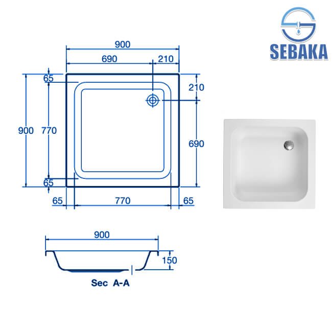 بانيو قدم 90×90 سم ايديال ستاندرد قبل السيراميك G8684 من IdealStandard (طلب مسبق) بانيو قدم 90×90 سم ايديال ستاندرد قبل السيراميك كود G8684 من IdealStandard