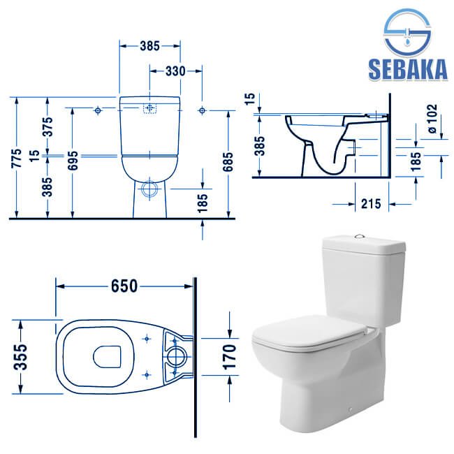 قاعدة مرحاض دي كود بلس 211849 ملاصقة للحائط من ديورافيت D-Code Duravit قاعدة مرحاض دي كود بلس 211849 ملاصقة للحائط من ديورافيت D-Code Duravit