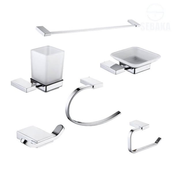 طقم إكسسوار الحمام 66100 لون فضي ستاندرد 6 قطع Standard Chrome
