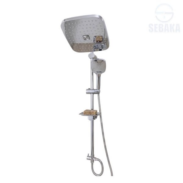 عامود مسطرة الدش كيوبي 2*1 فضي لامع Cubey Shower Set