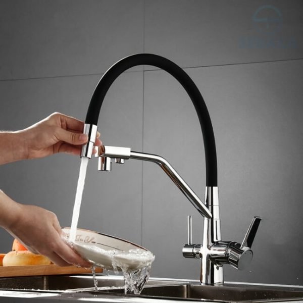 خلاط المطبخ دبل بمخرج لمياه الفلتر و قنطرة مرنة متحركة Double Mixer